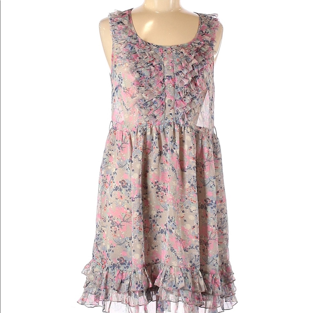 Black Rainn Floral Mesh Dress